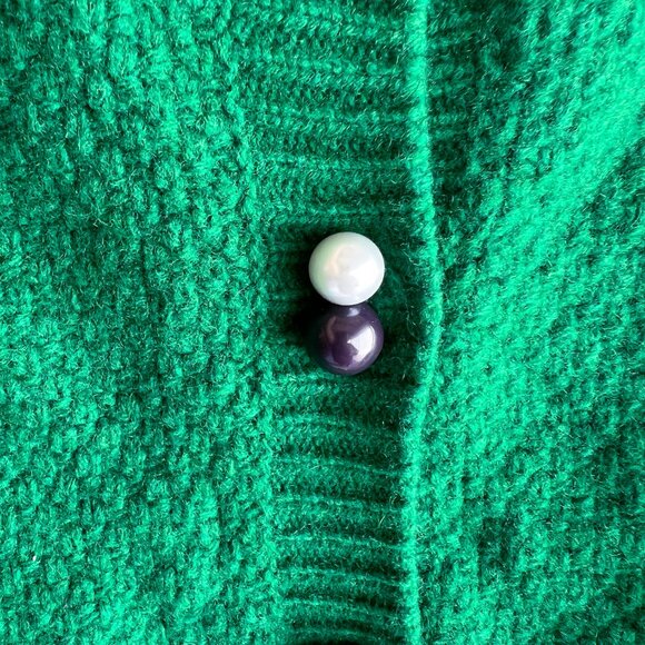 Green Short Sleeve Cropped Cardigan Sweater Sz M - Picture 3 of 3